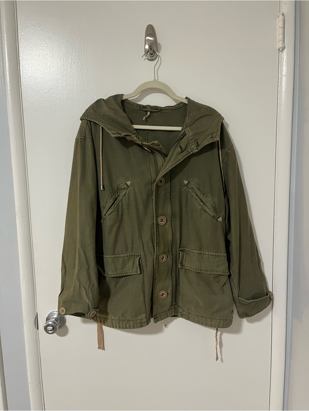 Free People | Olive Green Hooded Utility Jacket